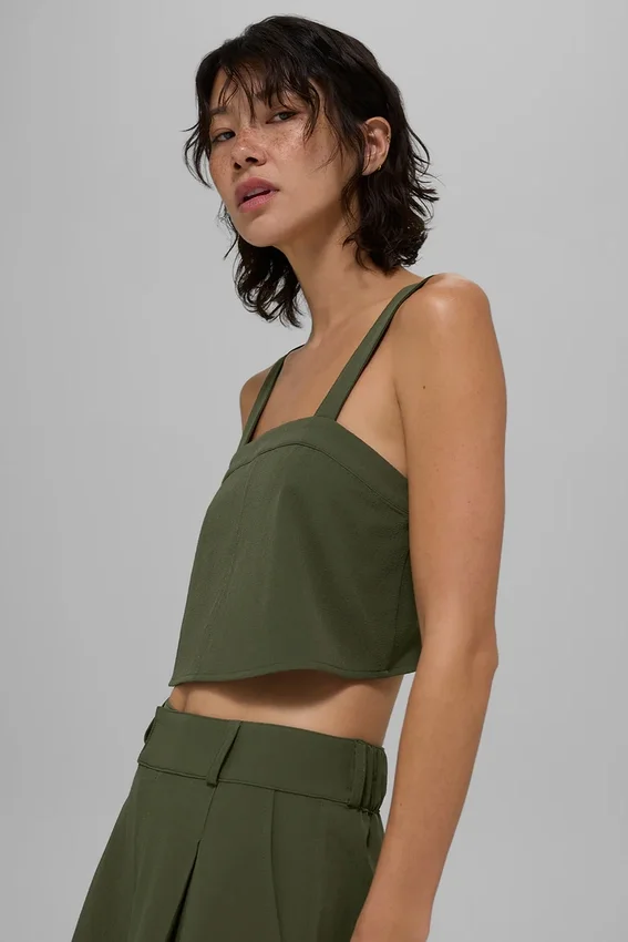 Kurzes „Dreamscape“-Top – Olivgrün