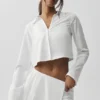 Kurzes, einzigartiges Langarmshirt – Weiß