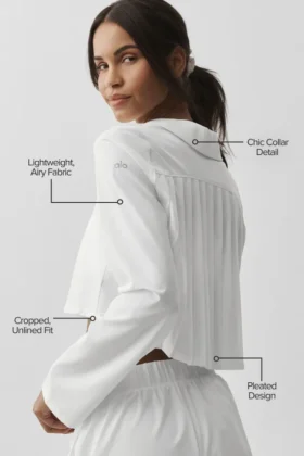 Kurzes, einzigartiges Langarmshirt – Weiß