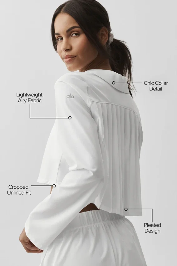 Kurzes, einzigartiges Langarmshirt – Weiß