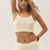Kurzes „Heat Wave“-Top aus Seide und Kaschmir – Sandy Beige