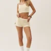 Kurzes „Heat Wave“-Top aus Seide und Kaschmir – Sandy Beige