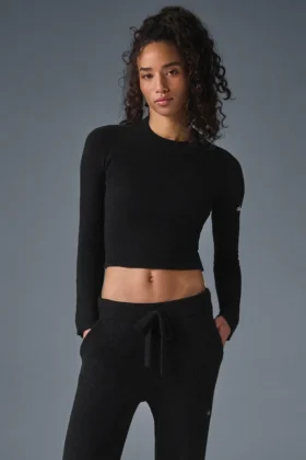 Kuscheliger Langarmpullover – Schwarz