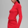 Langarmshirt aus Denim-Strick – Leuchtendes Rot