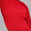 Langarmshirt aus Denim-Strick – Leuchtendes Rot