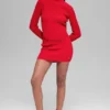 Langarmshirt aus Denim-Strick – Leuchtendes Rot