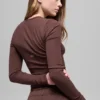 Langarmshirt aus geripptem Modal – Brownstone