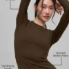 Langarmshirt aus geripptem Modal – Espresso
