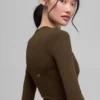 Langarmshirt aus geripptem Modal – Espresso