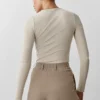 Langarmshirt aus geripptem Modal – Oatmeal Heather