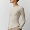 Langarmshirt aus geripptem Modal – Oatmeal Heather