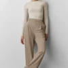 Langarmshirt aus geripptem Modal – Oatmeal Heather