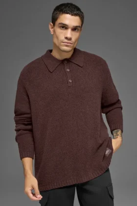Langarmshirt aus strukturiertem Strick – Brownstone