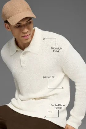 Langarmshirt aus strukturiertem Strick – Elfenbein