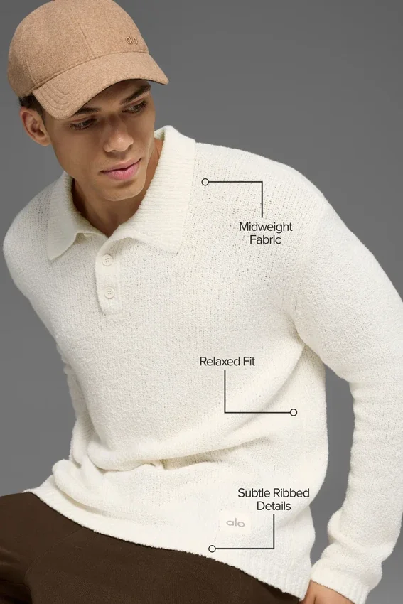 Langarmshirt aus strukturiertem Strick – Elfenbein