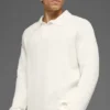 Langarmshirt aus strukturiertem Strick – Elfenbein