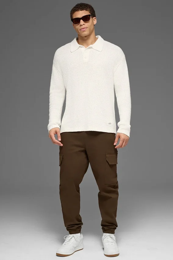 Langarmshirt aus strukturiertem Strick – Elfenbein