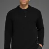 Langarmshirt aus strukturiertem Strick – Schwarz