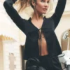 Langarmshirt „Radiance“ aus Seidenmischung – Schwarz
