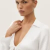 Langarmshirt „Radiance“ aus Seidenmischung – Weiß