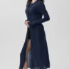Langer Cardigan aus durchscheinendem Kaschmir – Marineblau