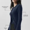 Langer Cardigan aus durchscheinendem Kaschmir – Marineblau