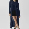 Langer Cardigan aus durchscheinendem Kaschmir – Marineblau