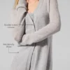 Langer Cardigan aus transparentem Kaschmir – Athletic Heather Grey
