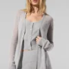 Langer Cardigan aus transparentem Kaschmir – Athletic Heather Grey