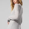 Langer Cardigan aus transparentem Kaschmir – Athletic Heather Grey