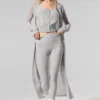 Langer Cardigan aus transparentem Kaschmir – Athletic Heather Grey