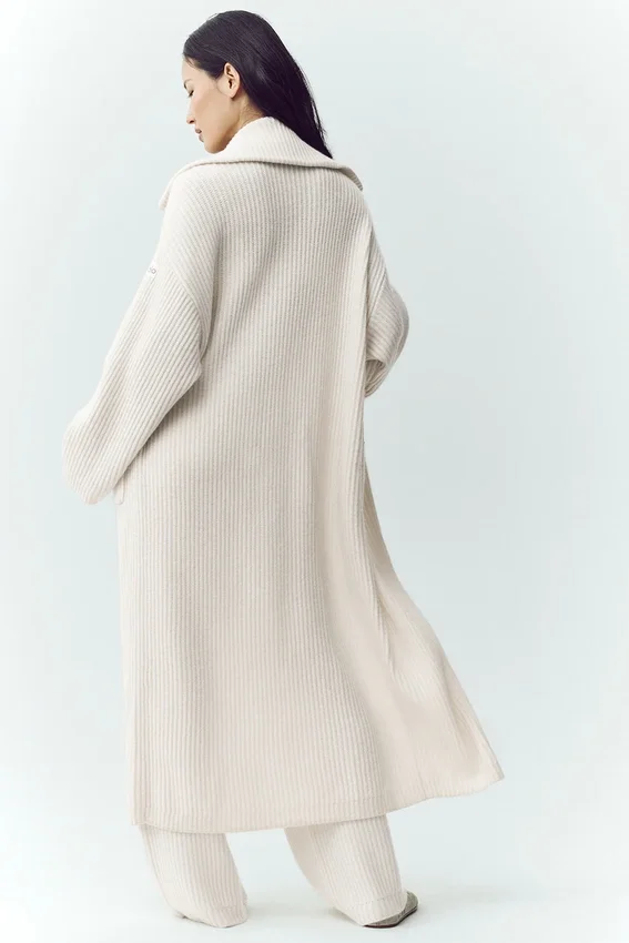 Langer Kaschmir-Cardigan „Northstar“ – Elfenbein