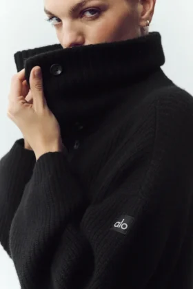 Langer Kaschmir-Cardigan „Northstar“ – Schwarz