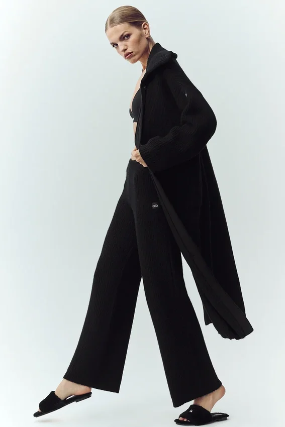 Langer Kaschmir-Cardigan „Northstar“ – Schwarz