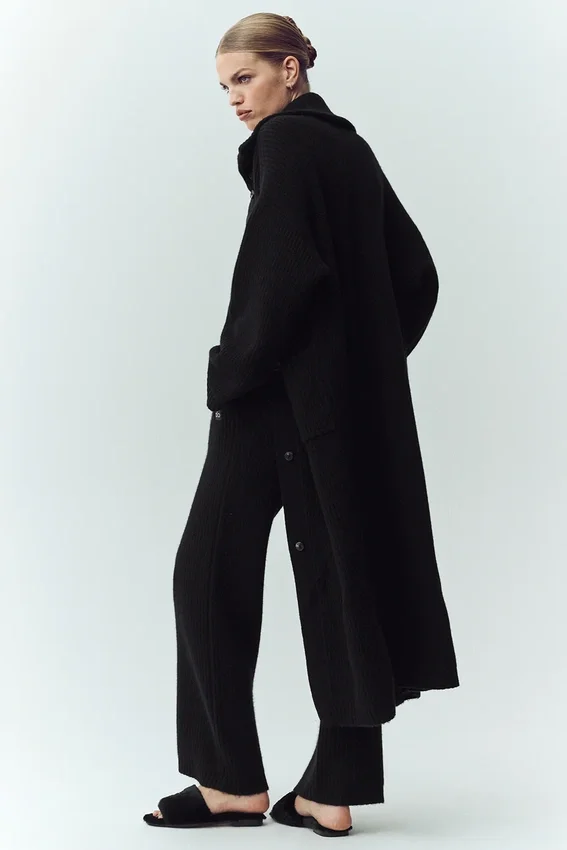 Langer Kaschmir-Cardigan „Northstar“ – Schwarz