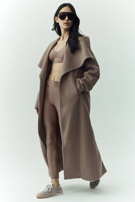 Langer Mantel „Nightfall“ aus Wollmischung – Alpine Cocoa Heather