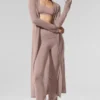 Langer, transparenter Kaschmir-Cardigan – Taupe