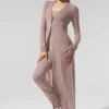 Langer, transparenter Kaschmir-Cardigan – Taupe