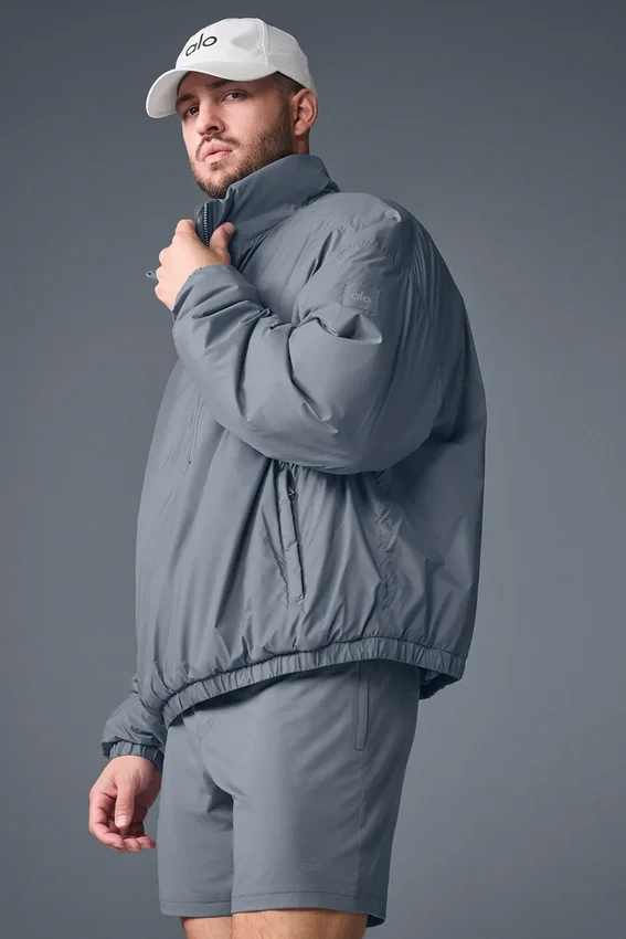 Latitude Leichte Pulloverjacke mit halbem Reißverschluss – Stahlgrau