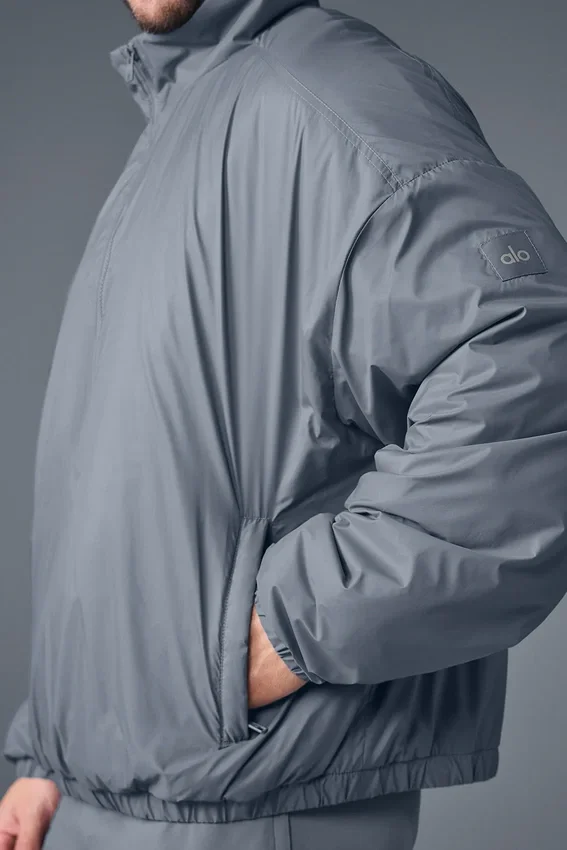 Latitude Leichte Pulloverjacke mit halbem Reißverschluss – Stahlgrau