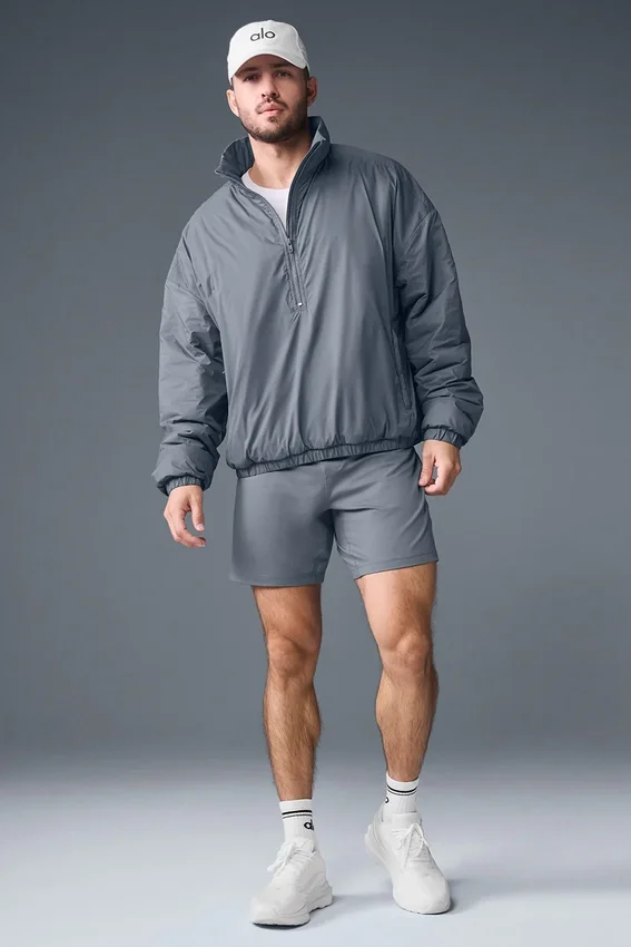 Latitude Leichte Pulloverjacke mit halbem Reißverschluss – Stahlgrau