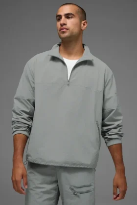 Leichter Takeaway-Track-Pullover – Lunar Grey