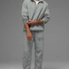 Leichter Takeaway-Track-Pullover – Lunar Grey