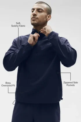 Leichter Takeaway-Track-Pullover – Navy