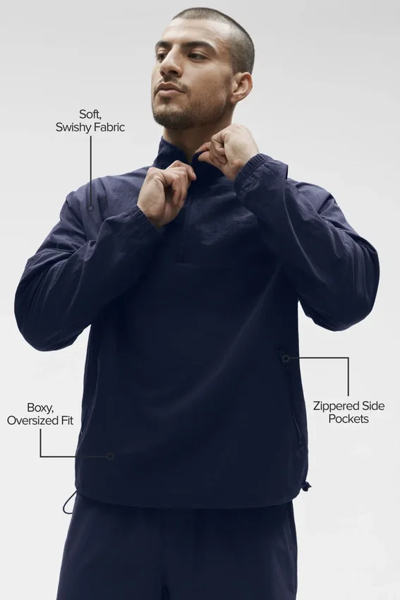 Leichter Takeaway-Track-Pullover – Navy