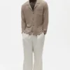 Leinen-Jersey-Hemd „Coastal“ mit Langarmshirts und Knopfleiste – Gravel