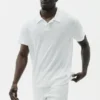 Leinen-Jersey-Polohemd „Coastal“ mit Kurzarmshirts – Weiß