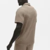 Leinen-Jersey-Polohemd mit Kurzarmshirts im Küstenstil – Gravel