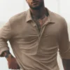 Leinen-Jersey-Pullover „Coastal“ mit Langarmshirts – Gravel