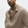 Leinen-Jersey-Pullover „Coastal“ mit Langarmshirts – Gravel